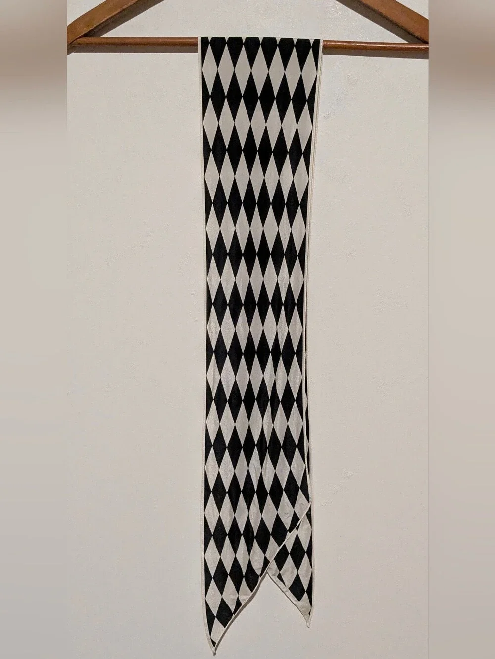 Echo Vintage Harlequin Check Black And White Oblong Scarf 58